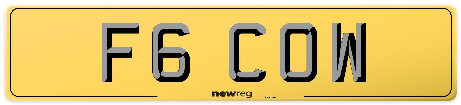 F6 COW Rear Number Plate