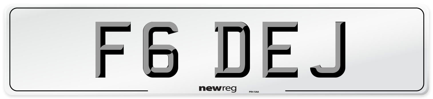 F6 DEJ Front Number Plate