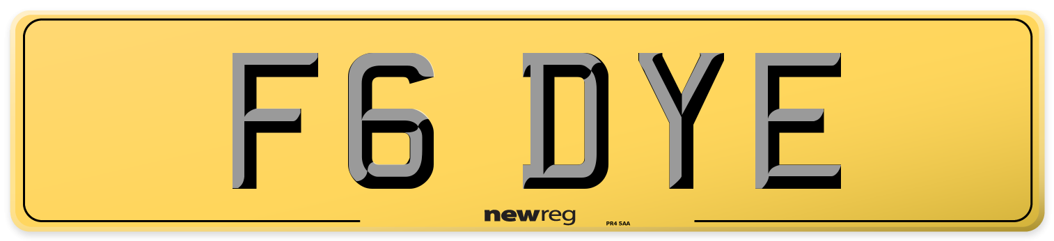 F6 DYE Rear Number Plate