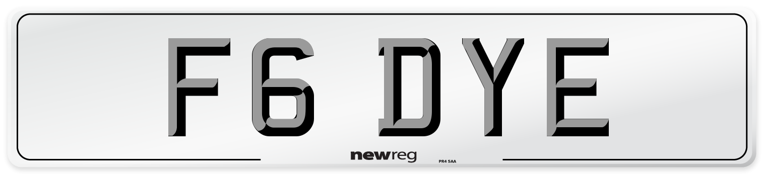 F6 DYE Front Number Plate