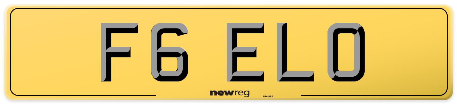 F6 ELO Rear Number Plate