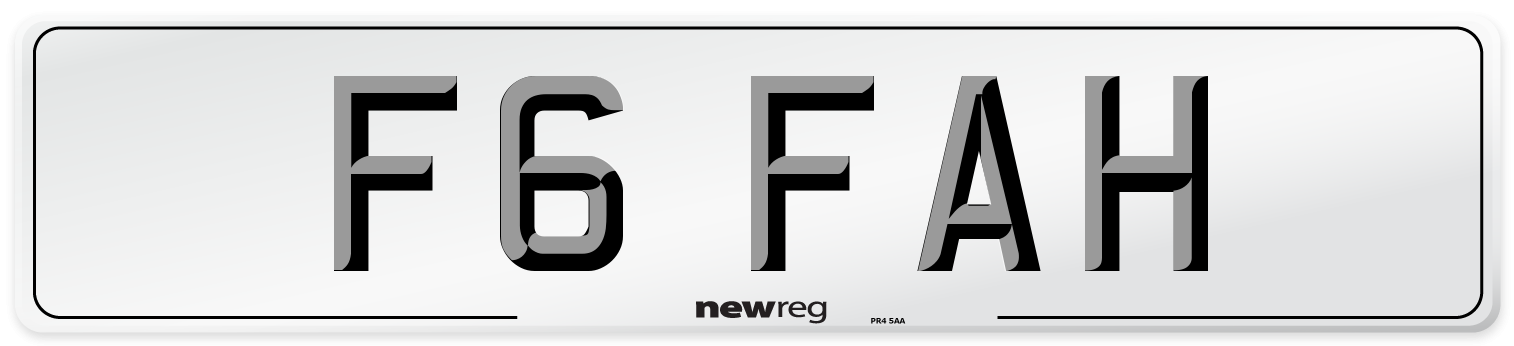 F6 FAH Front Number Plate