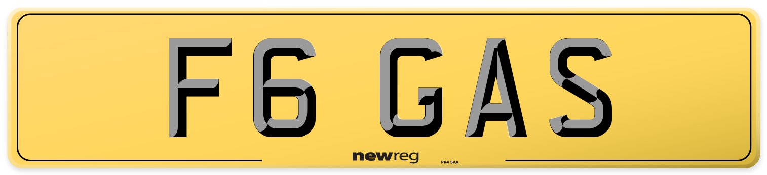 F6 GAS Rear Number Plate
