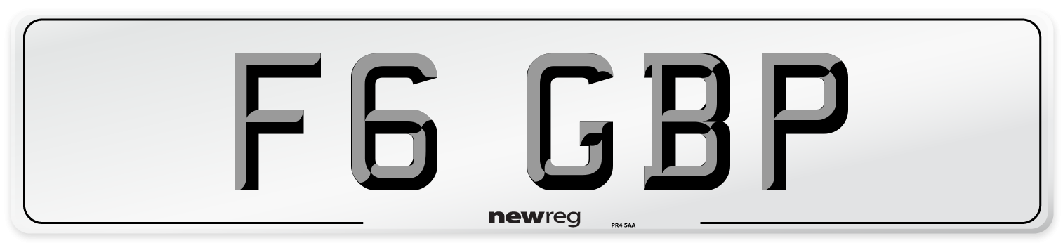 F6 GBP Front Number Plate