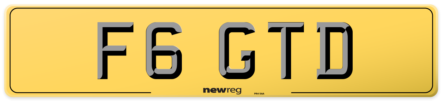 F6 GTD Rear Number Plate