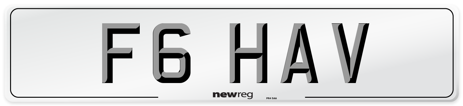 F6 HAV Front Number Plate