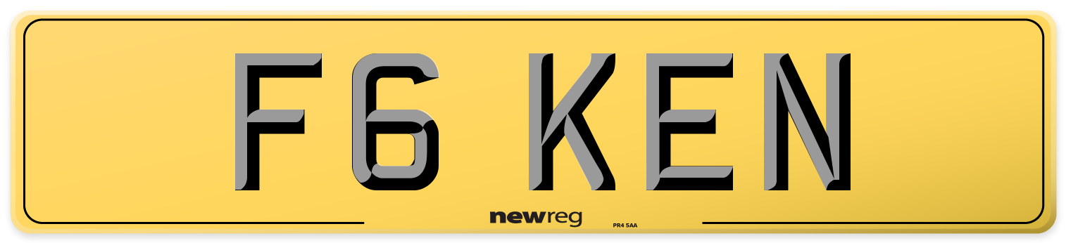 F6 KEN Rear Number Plate