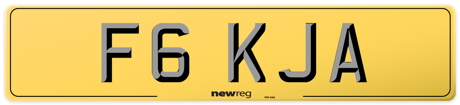 F6 KJA Rear Number Plate