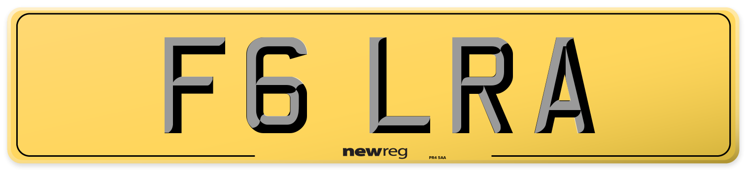 F6 LRA Rear Number Plate