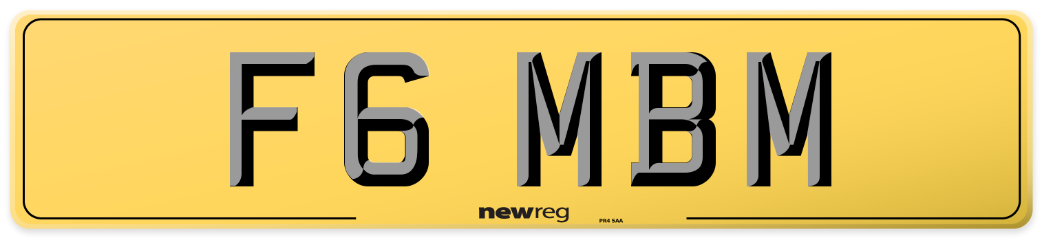 F6 MBM Rear Number Plate