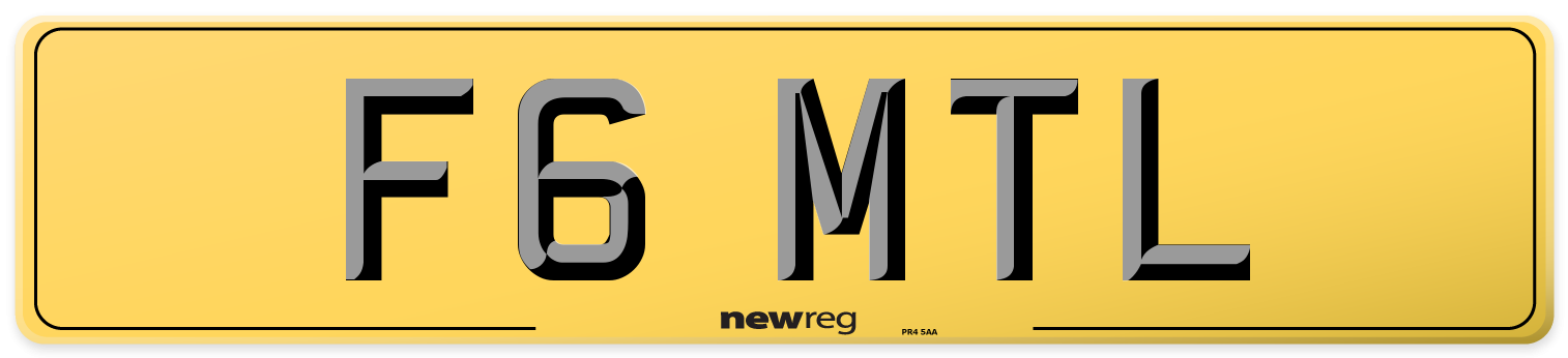 F6 MTL Rear Number Plate