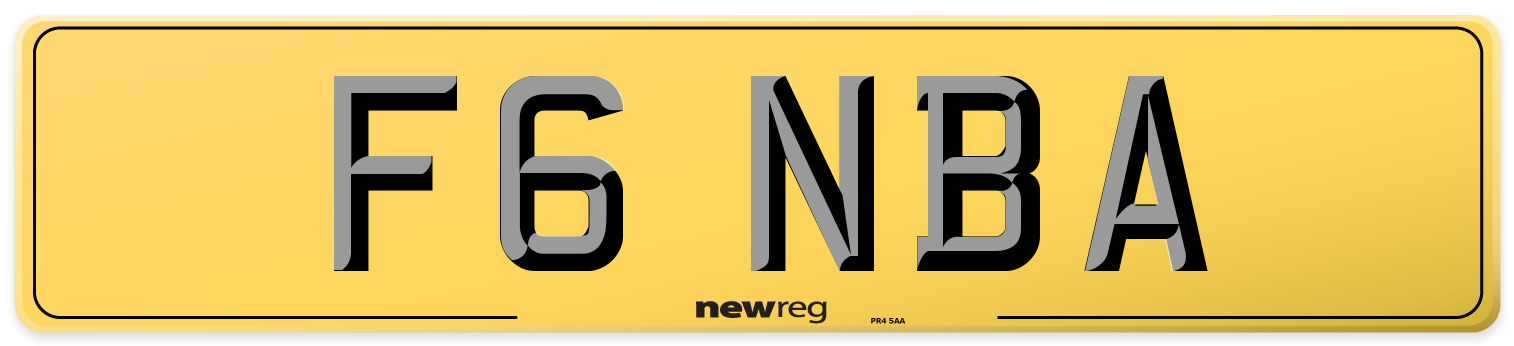 F6 NBA Rear Number Plate
