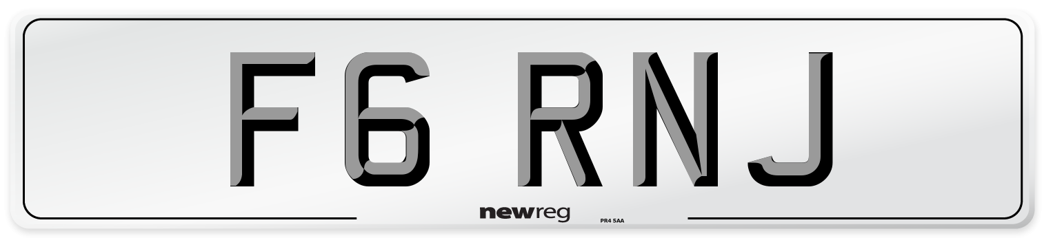 F6 RNJ Front Number Plate