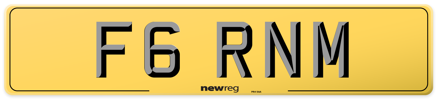 F6 RNM Rear Number Plate