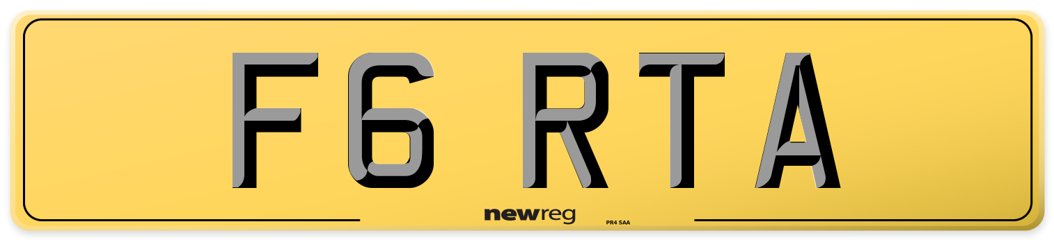 F6 RTA Rear Number Plate