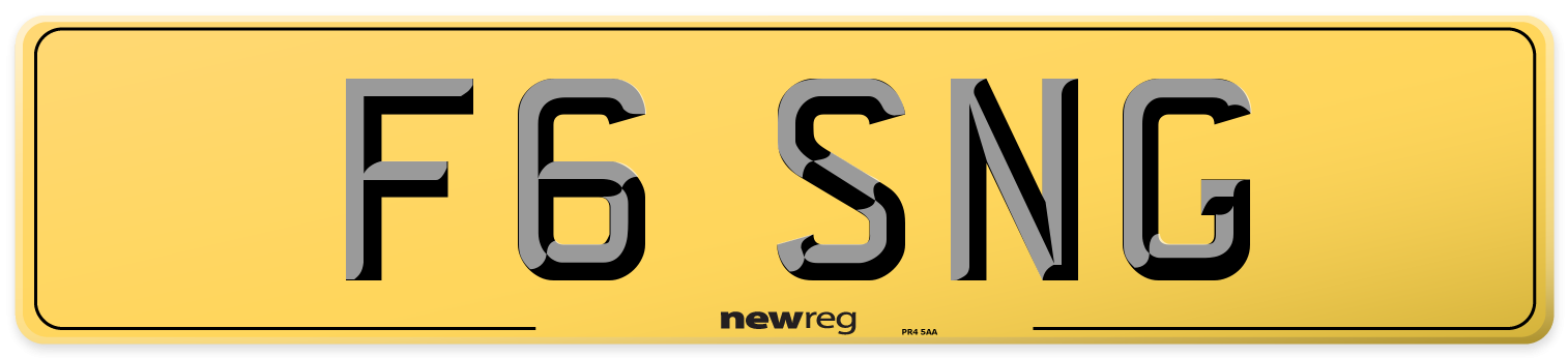 F6 SNG Rear Number Plate