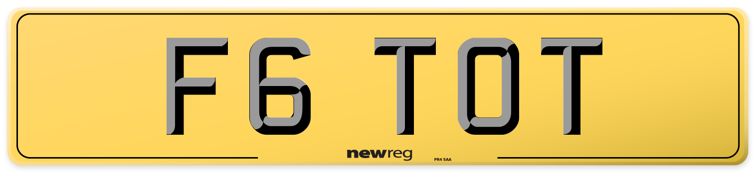 F6 TOT Rear Number Plate