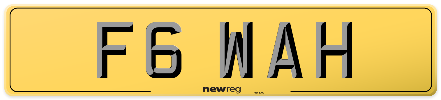 F6 WAH Rear Number Plate