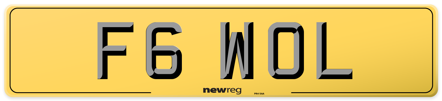 F6 WOL Rear Number Plate