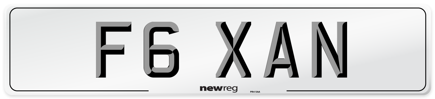 F6 XAN Front Number Plate