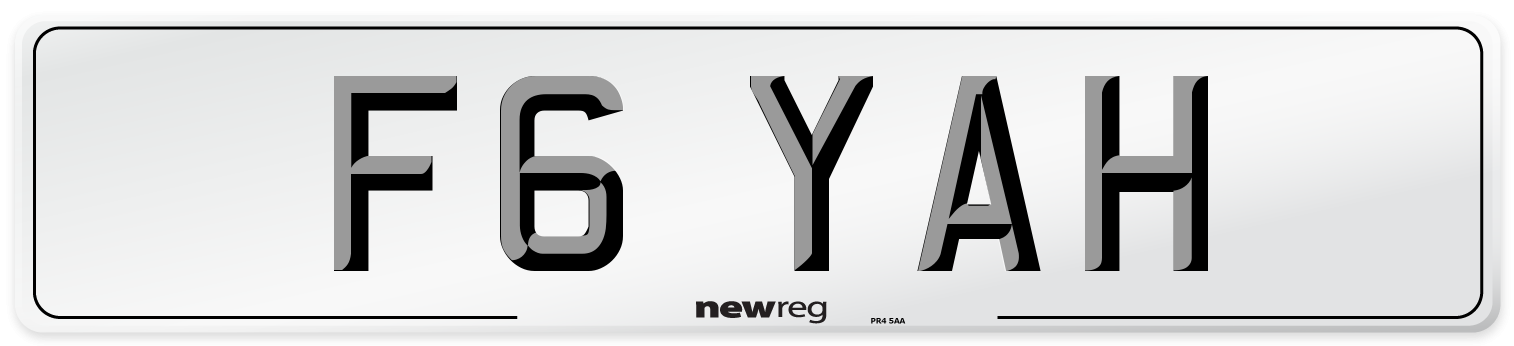 F6 YAH Front Number Plate
