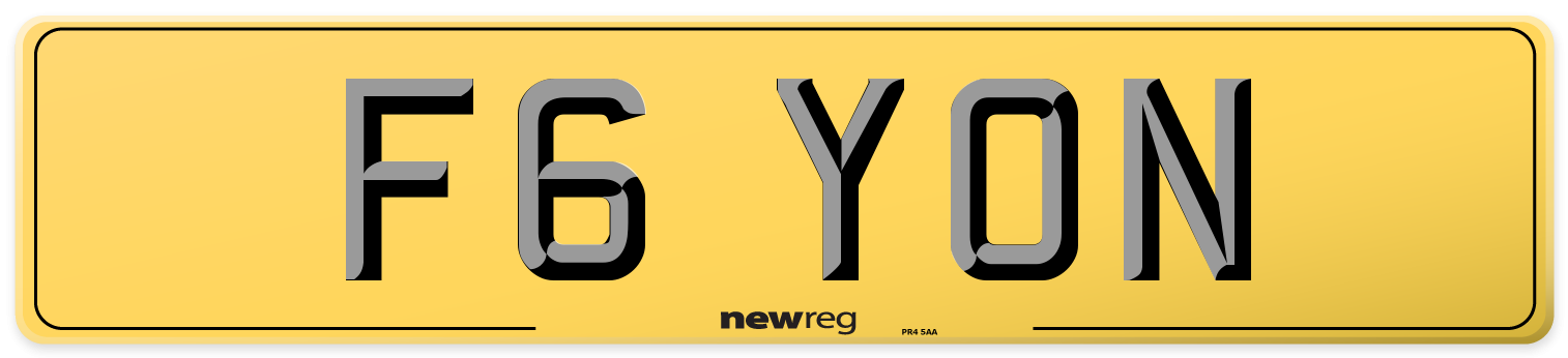 F6 YON Rear Number Plate