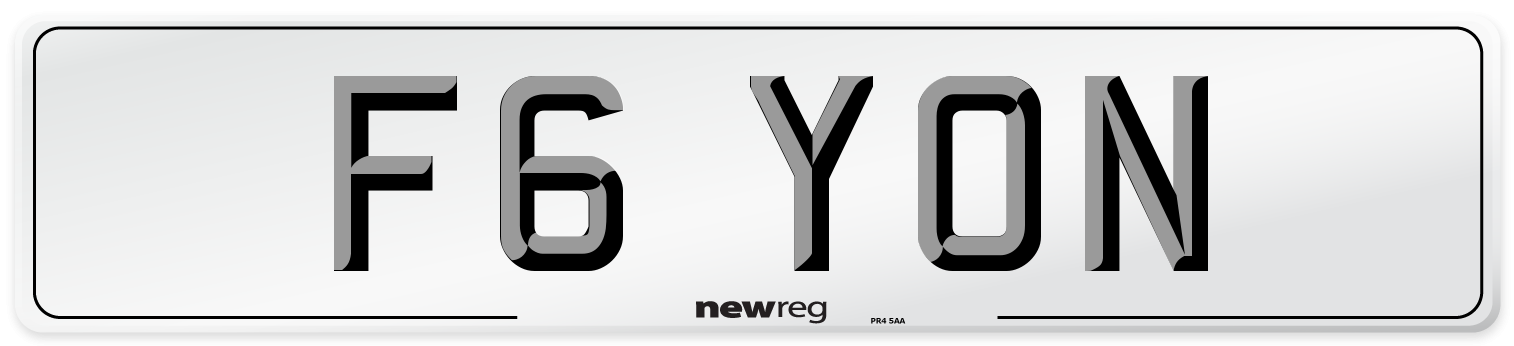 F6 YON Front Number Plate