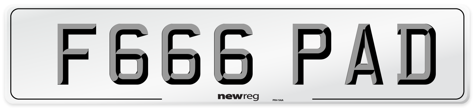 F666 PAD Front Number Plate