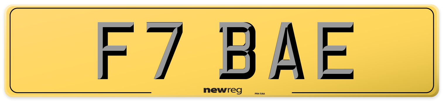 F7 BAE Rear Number Plate