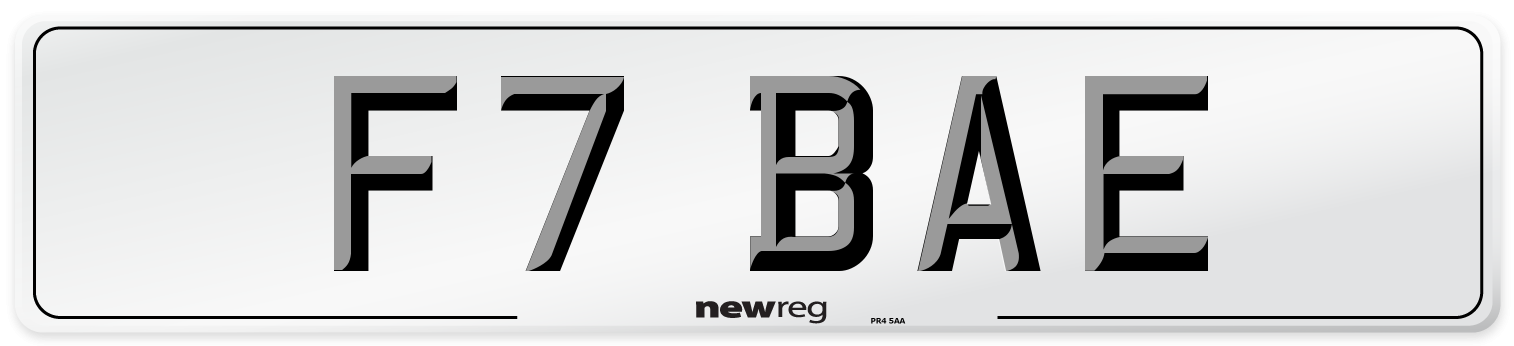 F7 BAE Front Number Plate