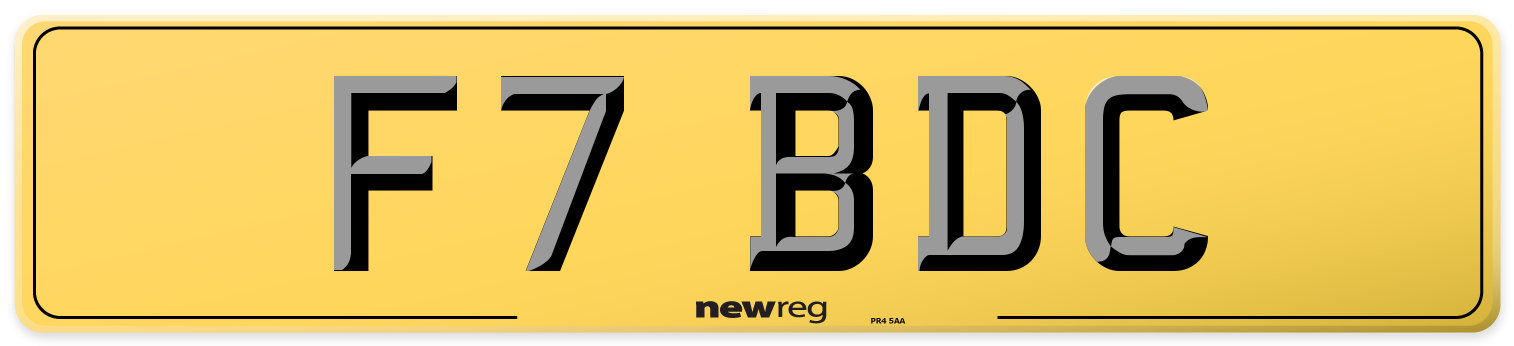 F7 BDC Rear Number Plate