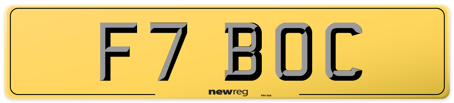 F7 BOC Rear Number Plate