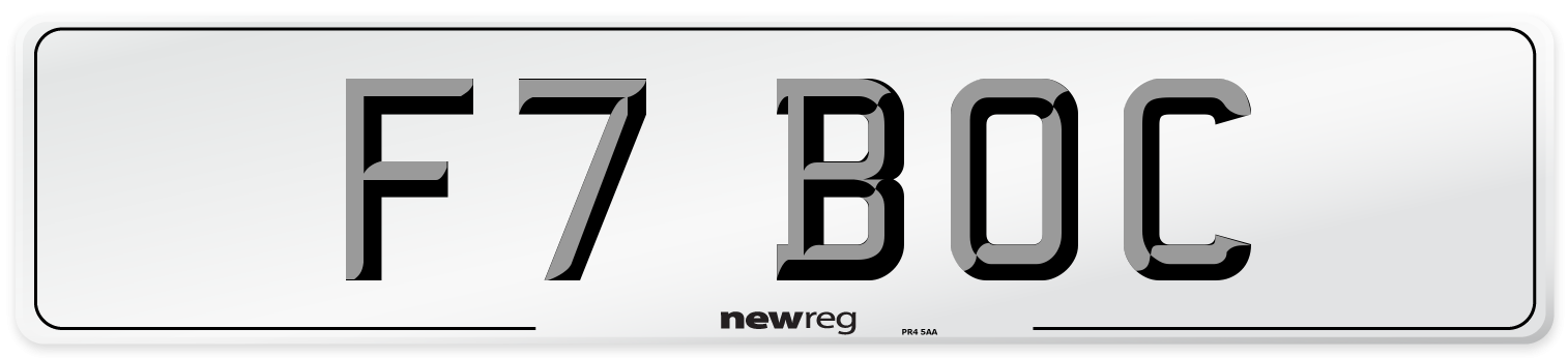 F7 BOC Front Number Plate