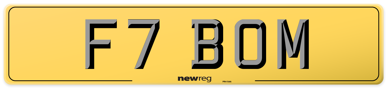 F7 BOM Rear Number Plate