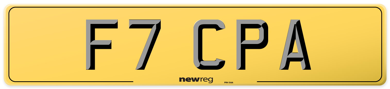 F7 CPA Rear Number Plate