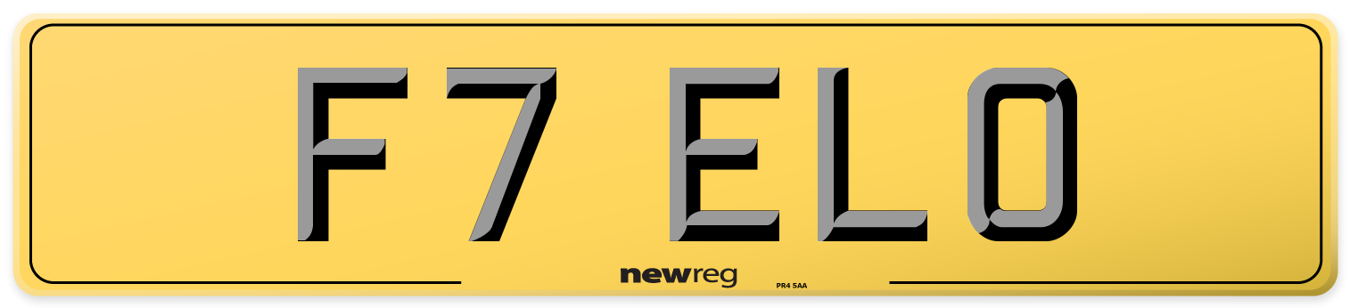 F7 ELO Rear Number Plate