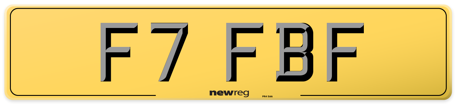 F7 FBF Rear Number Plate