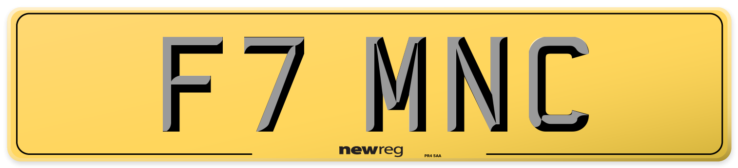 F7 MNC Rear Number Plate