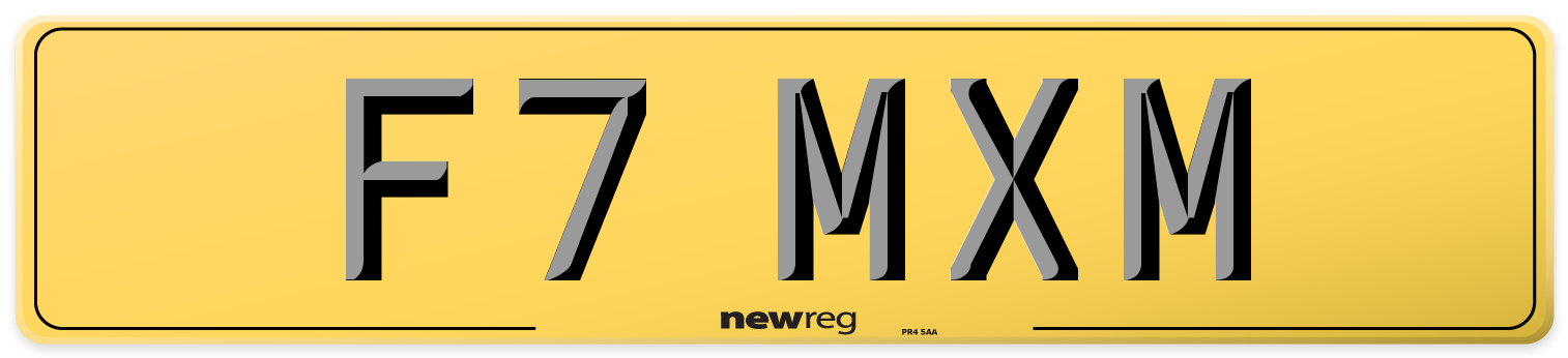 F7 MXM Rear Number Plate