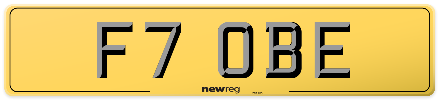 F7 OBE Rear Number Plate
