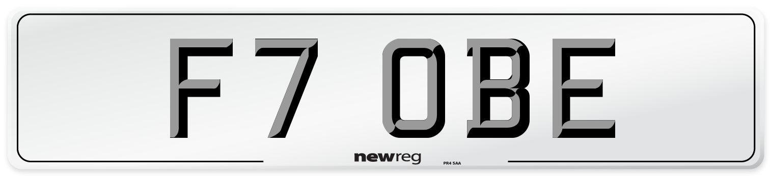 F7 OBE Front Number Plate