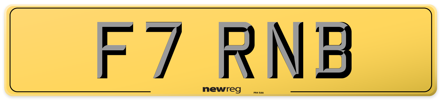 F7 RNB Rear Number Plate