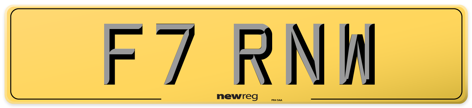 F7 RNW Rear Number Plate