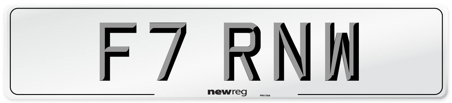 F7 RNW Front Number Plate