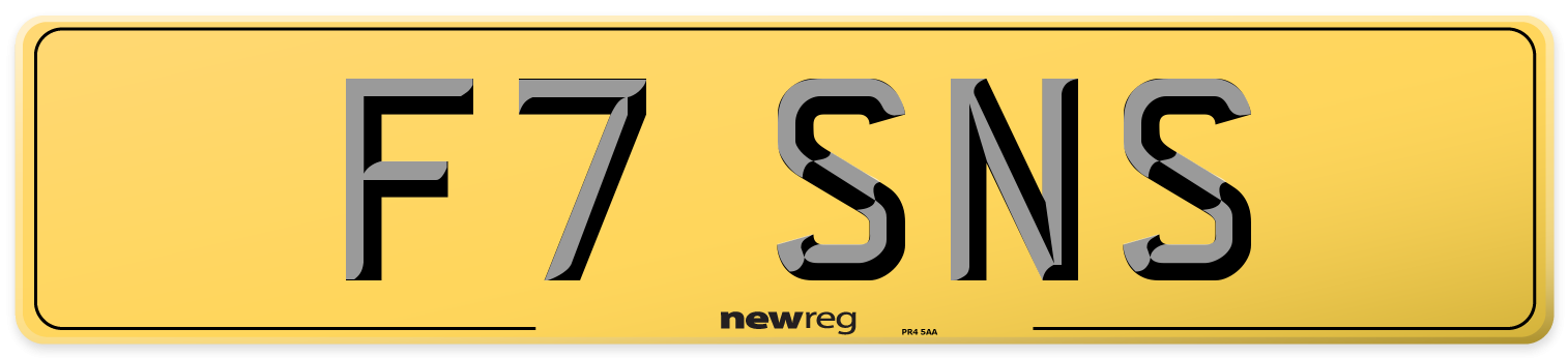 F7 SNS Rear Number Plate