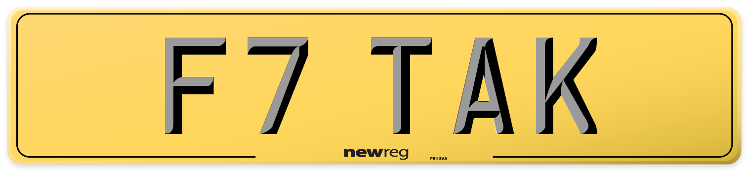 F7 TAK Rear Number Plate