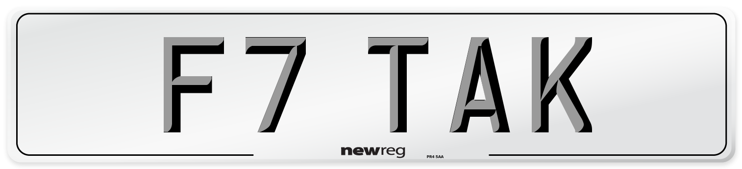 F7 TAK Front Number Plate