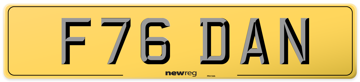F76 DAN Rear Number Plate