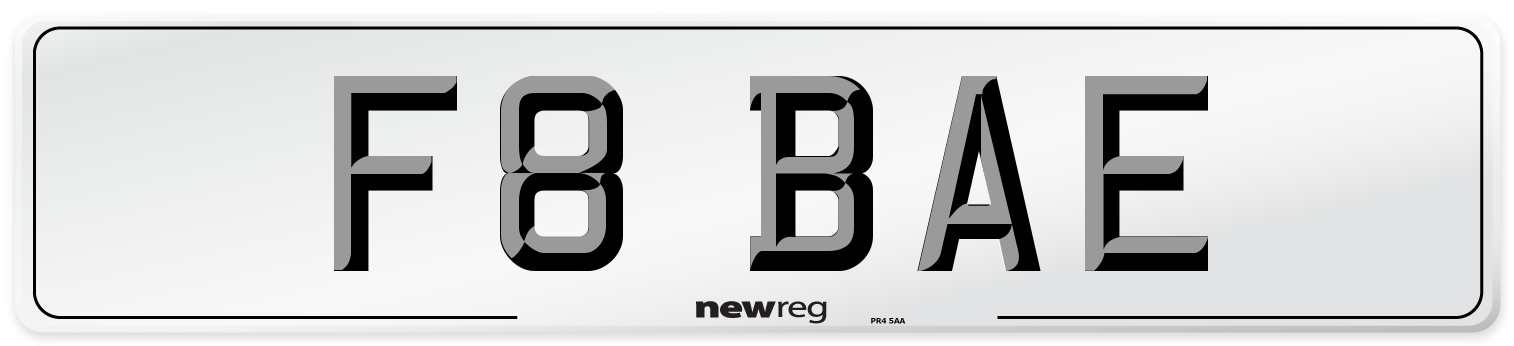 F8 BAE Front Number Plate
