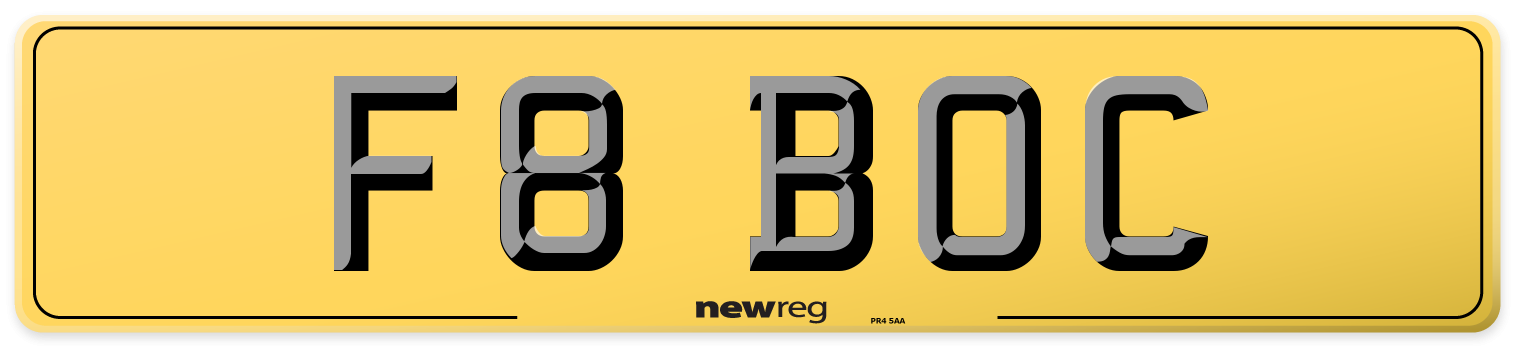 F8 BOC Rear Number Plate